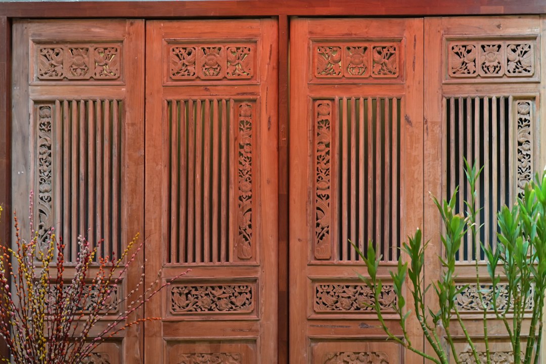 Photo Japanese teak wood home decor